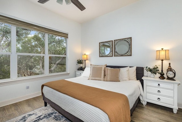 5019 Mcintyre Cir, Austin, TX 78734 - bedroom featuring dark wood-style floors and a ceiling fan