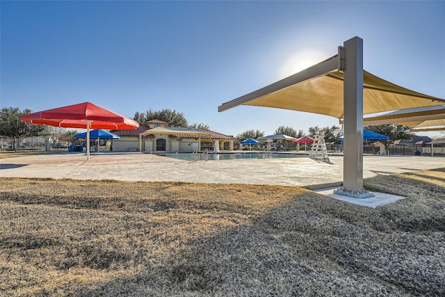 surrounding community featuring volleyball court