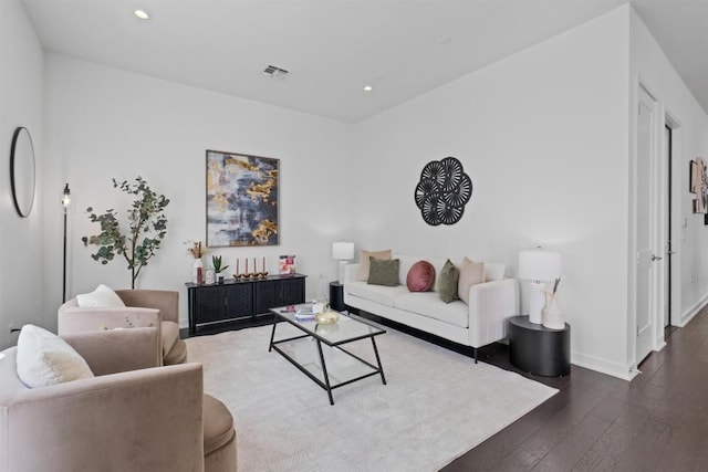 living room with wood-type flooring