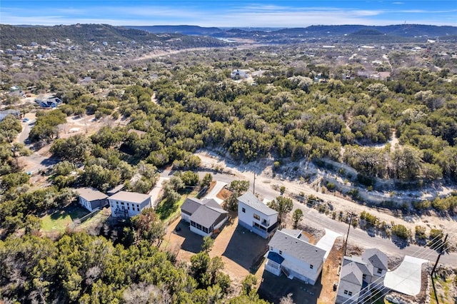 birds eye view of property featuring a mountain view