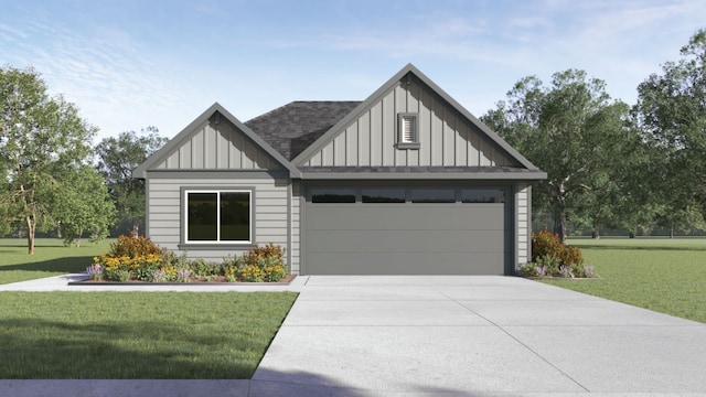 view of front facade featuring a garage and a front lawn