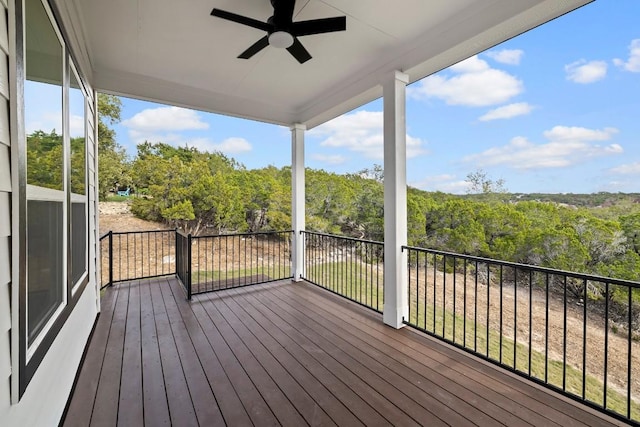 deck featuring ceiling fan