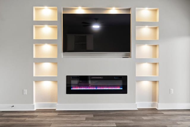 room details featuring hardwood / wood-style flooring and built in features