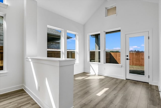 interior space with lofted ceiling and a healthy amount of sunlight