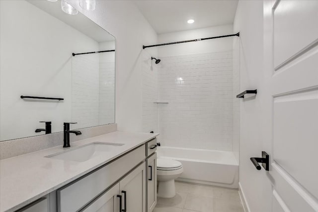 1349 S Brook Dr, Leander, TX 78641 - full bath with vanity, tile patterned flooring, shower / washtub combination, and recessed lighting
