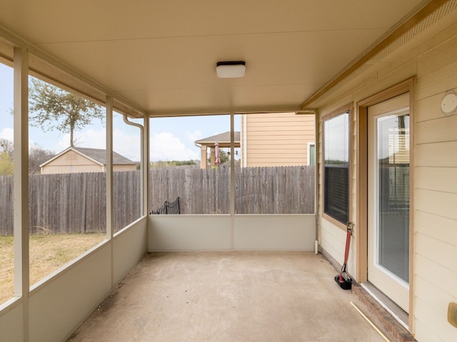 view of unfurnished sunroom