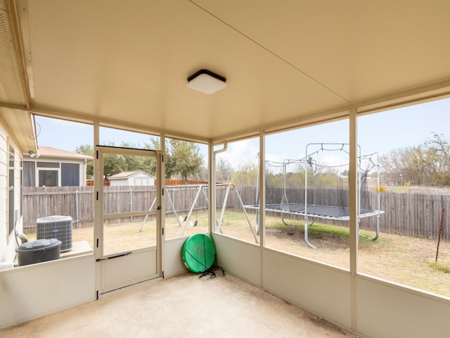 view of unfurnished sunroom