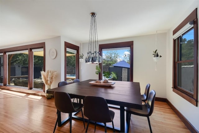 dining area with light wood-type flooring