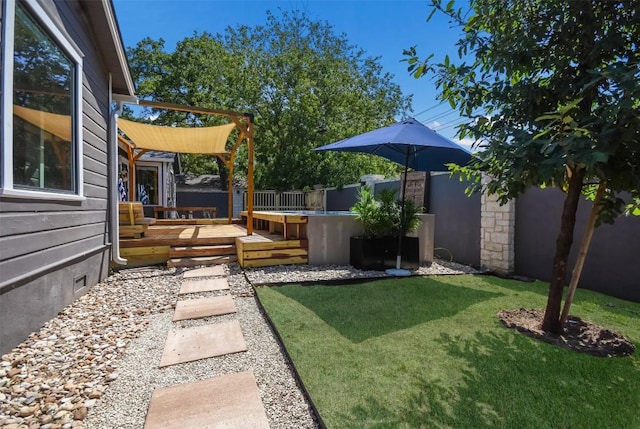 view of yard featuring a deck