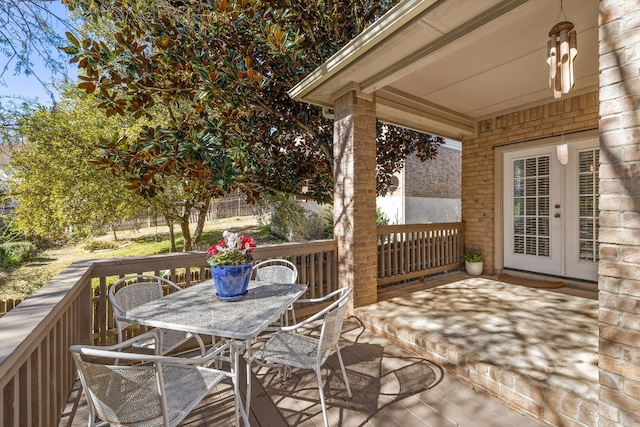 wooden terrace with french doors