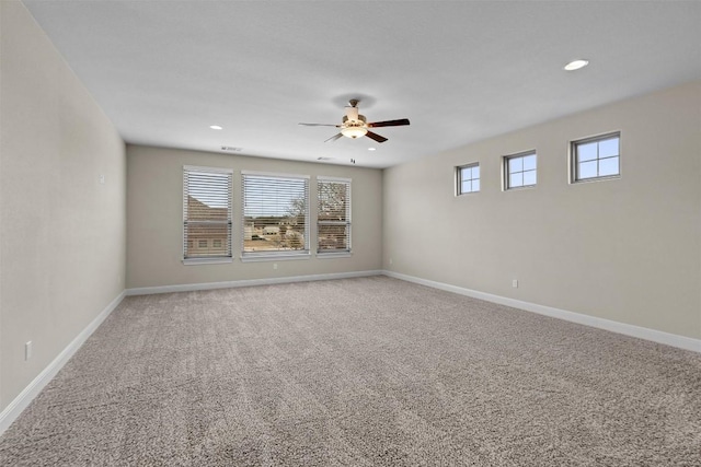 305 Miranda Way, Georgetown, TX 78633 - carpeted spare room with a ceiling fan, recessed lighting, and baseboards
