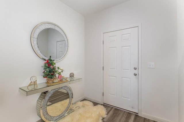 foyer entrance with dark hardwood / wood-style floors