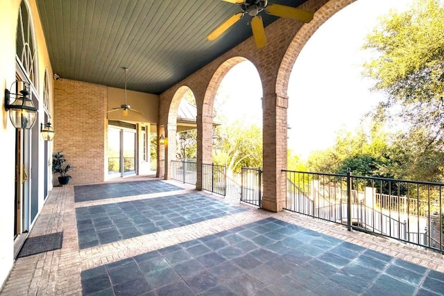 view of patio / terrace with ceiling fan