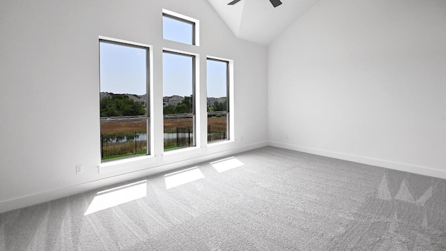 312 Leaning Rock Rdg, Austin, TX 78737 - carpeted empty room with a ceiling fan and lofted ceiling