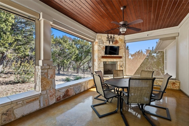 804 Laughing Dog Ct, Leander, TX 78641 - sunroom with wooden ceiling, finished concrete floors, and plenty of natural light