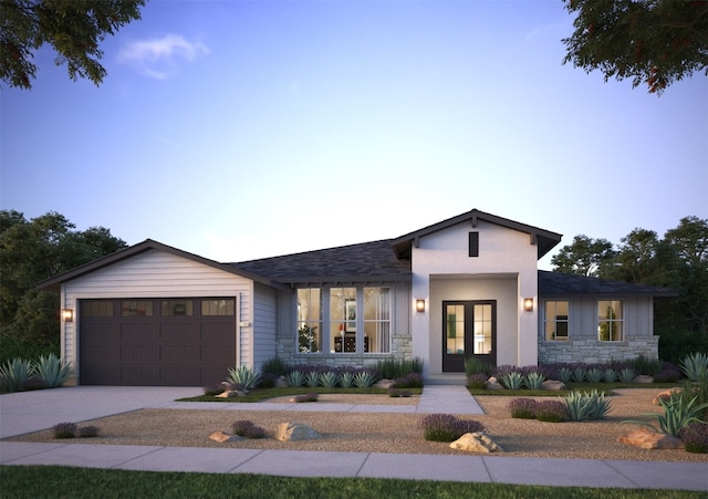 view of front of house with a garage