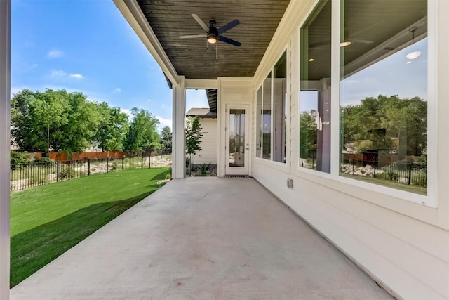 view of patio with ceiling fan