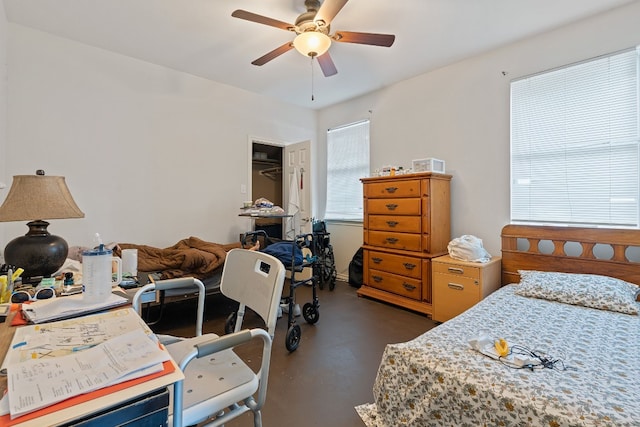 bedroom featuring ceiling fan