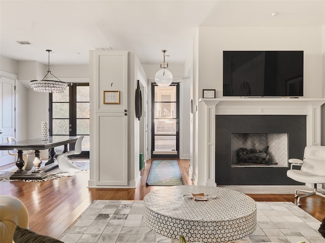 living room with wood-type flooring