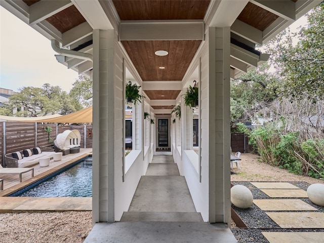 view of patio / terrace featuring a fenced in pool