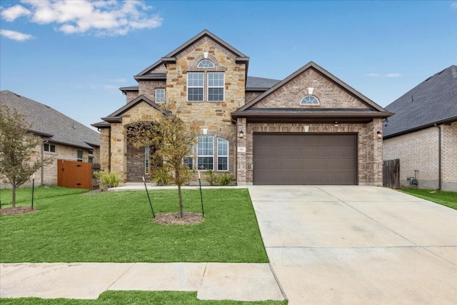 view of front of house featuring a garage and a front yard