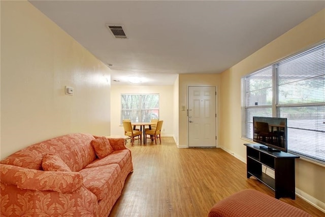 living room featuring light hardwood / wood-style floors