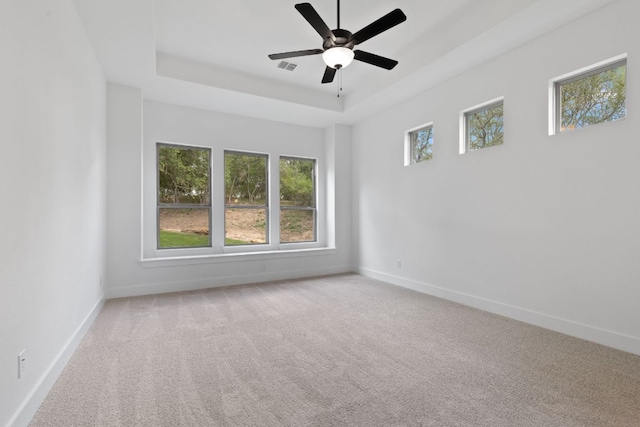 118 Bateleurfrey Cv, Cedar Creek, TX 78612 - spare room with a tray ceiling, carpet flooring, and a ceiling fan