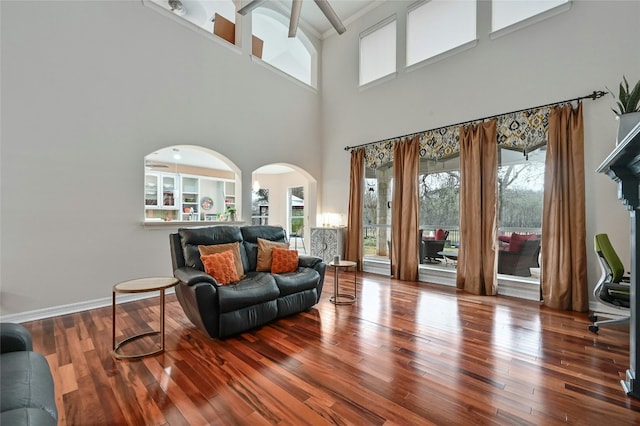 living room with wood-type flooring