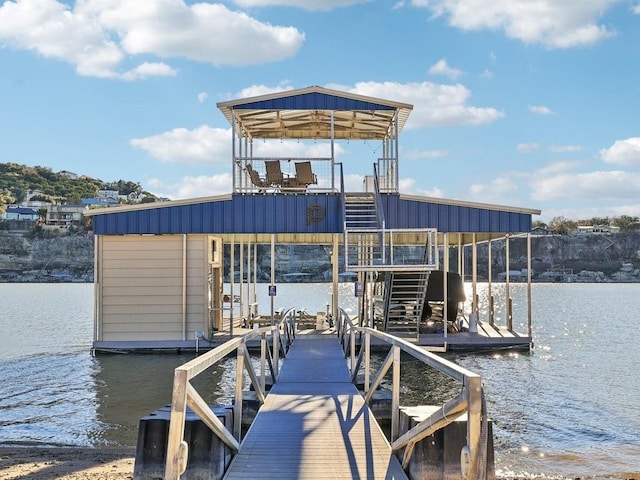 view of dock featuring a water view