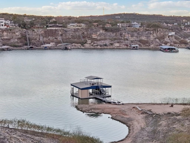 exterior space featuring a water view