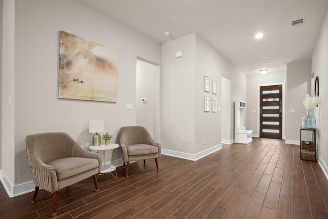 120 Red Granite Rd, Georgetown, TX 78633 - sitting room featuring dark wood-style flooring, baseboards, and recessed lighting