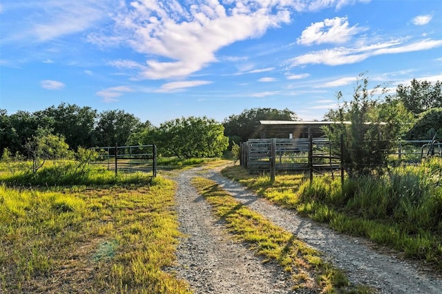 view of street with a rural view