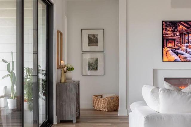 interior space with hardwood / wood-style flooring