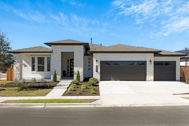 prairie-style house with a garage