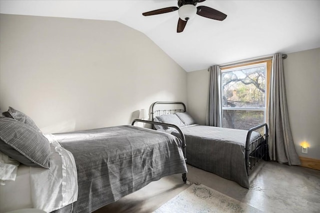 1309 Edgewater Dr, Spicewood, TX 78669 - bedroom featuring lofted ceiling and ceiling fan