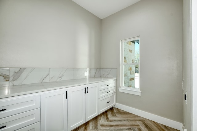 interior space featuring light parquet flooring
