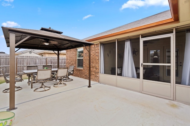 view of patio featuring a gazebo