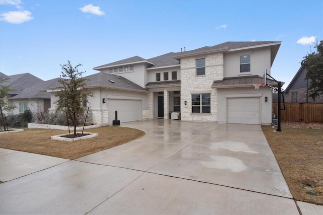 view of front of property with a garage