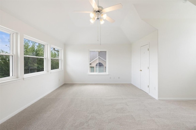 10709 Pointe View Dr, Austin, TX 78738 - unfurnished room featuring carpet flooring, lofted ceiling, and ceiling fan