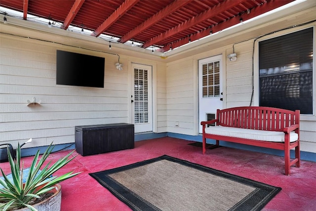 view of patio / terrace featuring a pergola