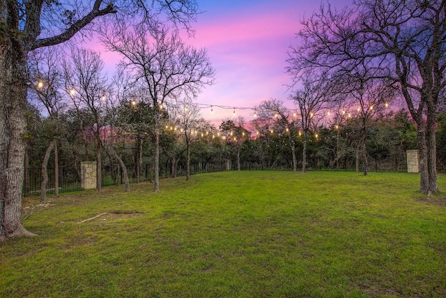 view of yard at dusk