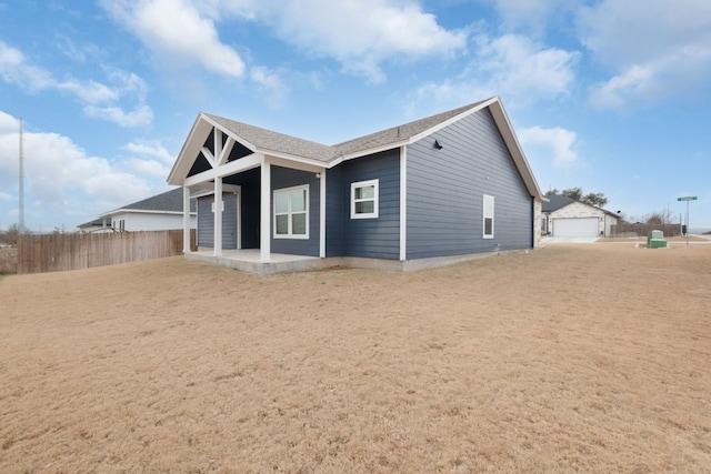 exterior space featuring a garage