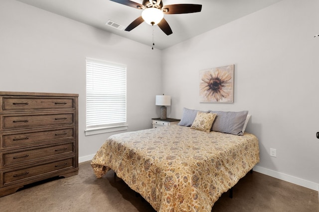 bedroom with carpet and ceiling fan