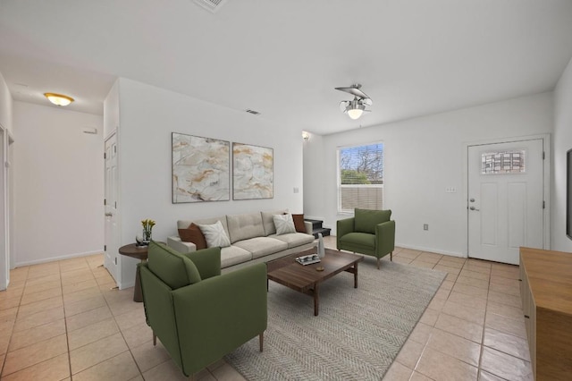 view of tiled living room