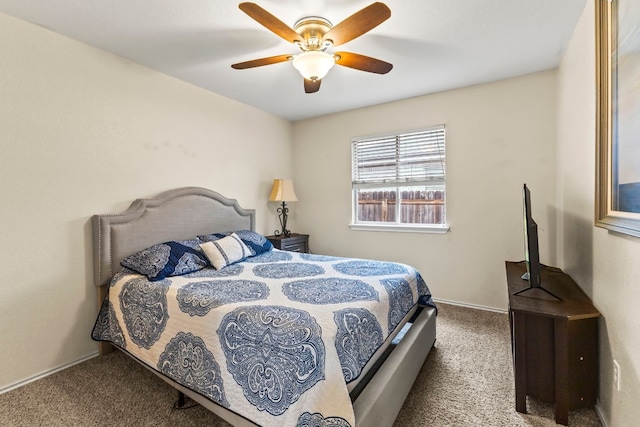 bedroom featuring carpet flooring and ceiling fan