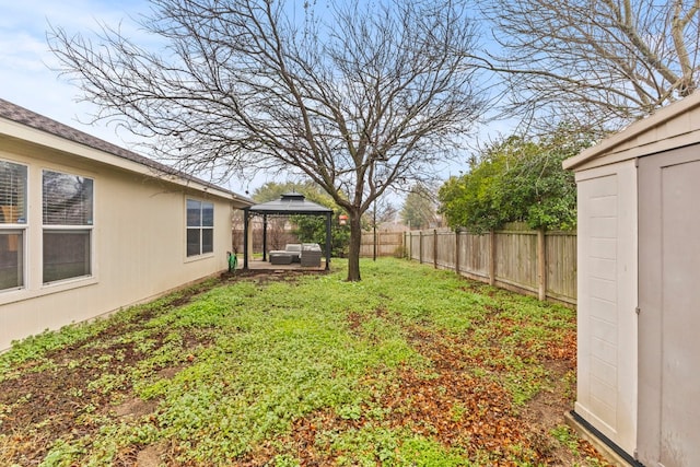 view of yard with a gazebo and an outdoor hangout area