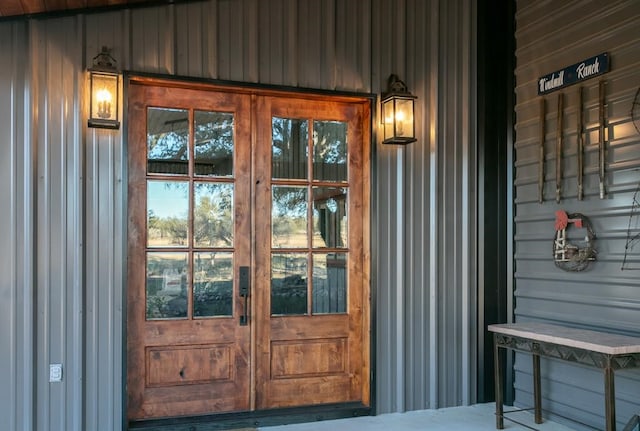 property entrance with french doors