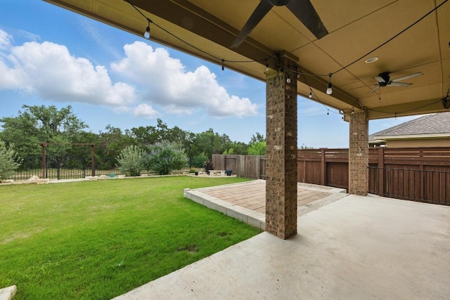259 N Sage Holw, Dripping Springs, TX 78620 - view of yard with ceiling fan and a patio