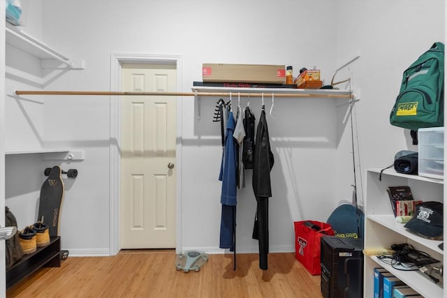 spacious closet featuring light wood-type flooring