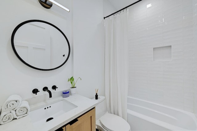 full bathroom featuring vanity, toilet, and shower / bath combo with shower curtain